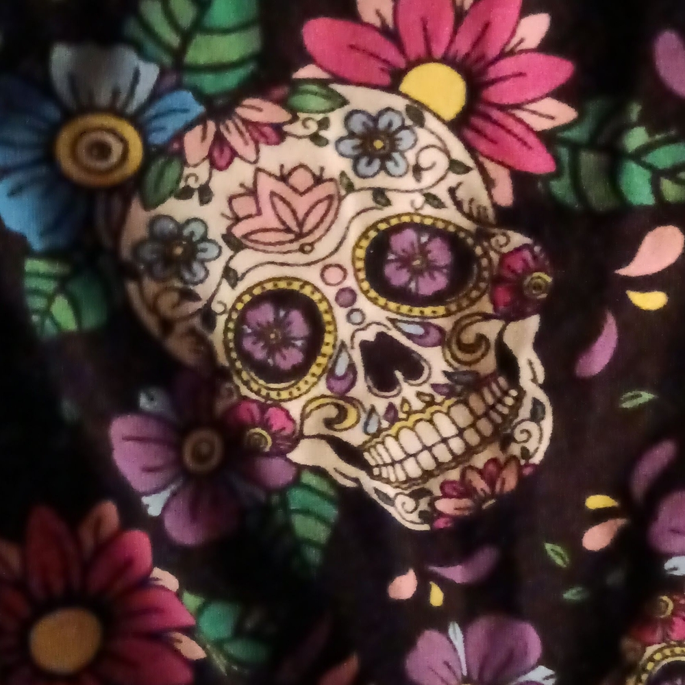 Colorful Floral Skull Design Fabric